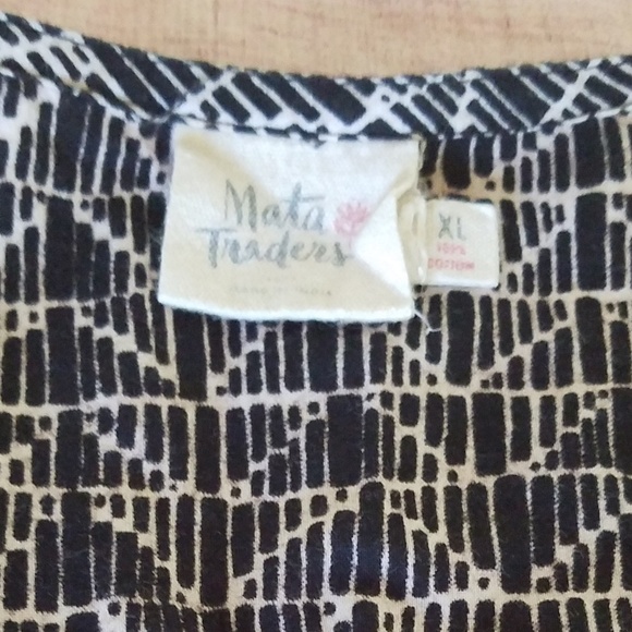 Fair Trade Mata Traders Black and White Geometric Dress XL - Picture 3 of 4